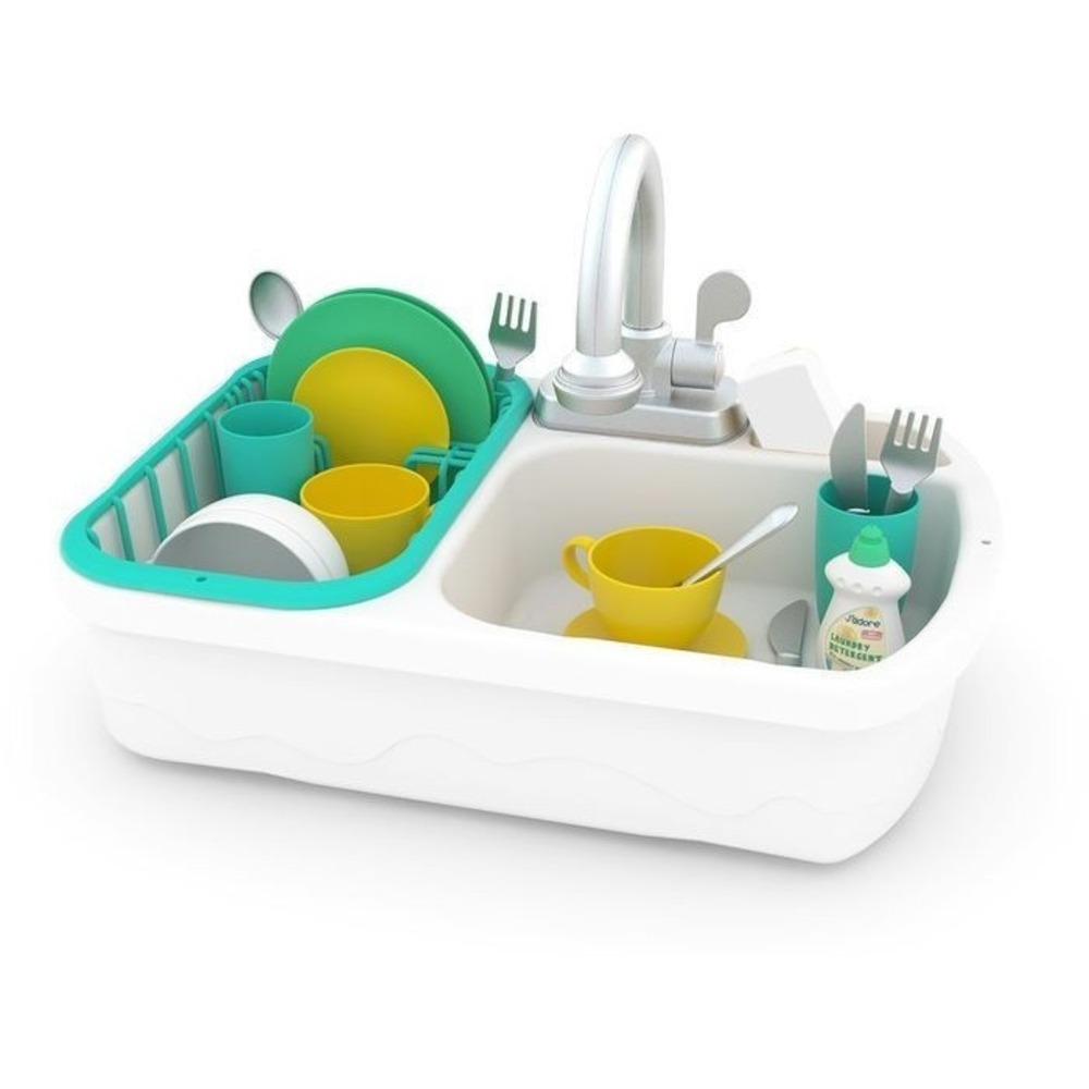 J'Adore Kitchen Sink Play Set 22 Piece Working Faucet with Flowing Water Toddler - Picture 6 of 6